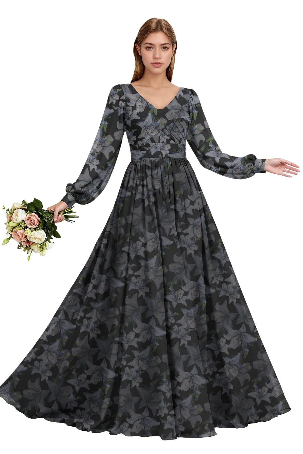 Serenity Floral Chiffon Dress