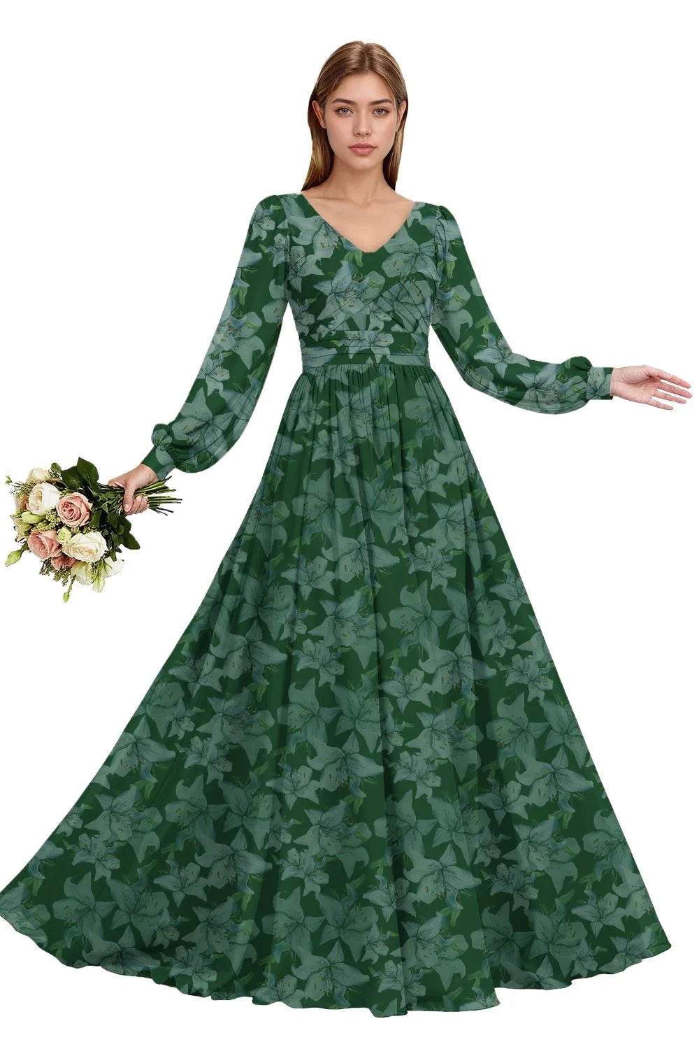 Serenity Floral Chiffon Dress