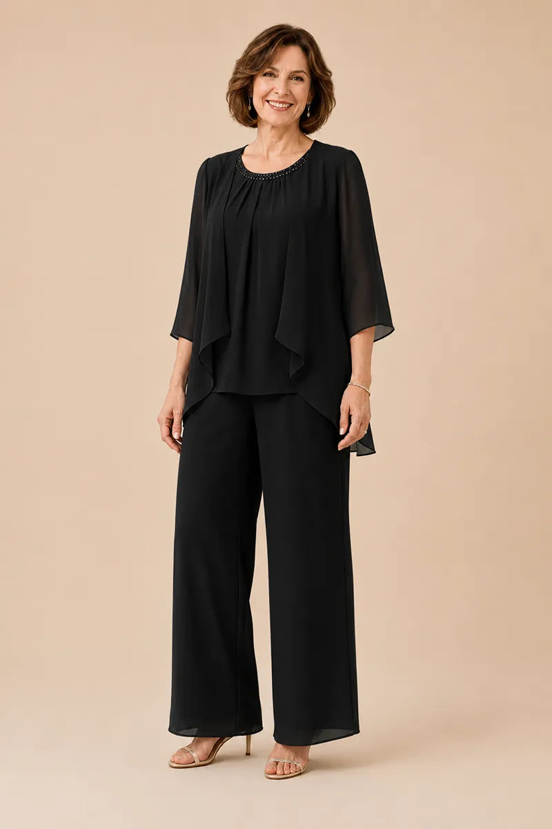 Mother of the Bride Chiffon Overlay Pant Suit