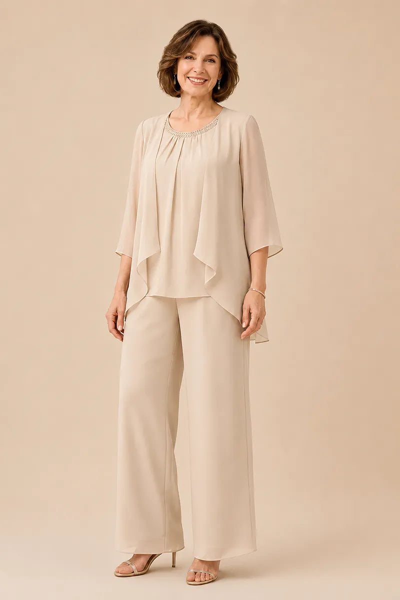 Mother of the Bride Chiffon Overlay Pant Suit