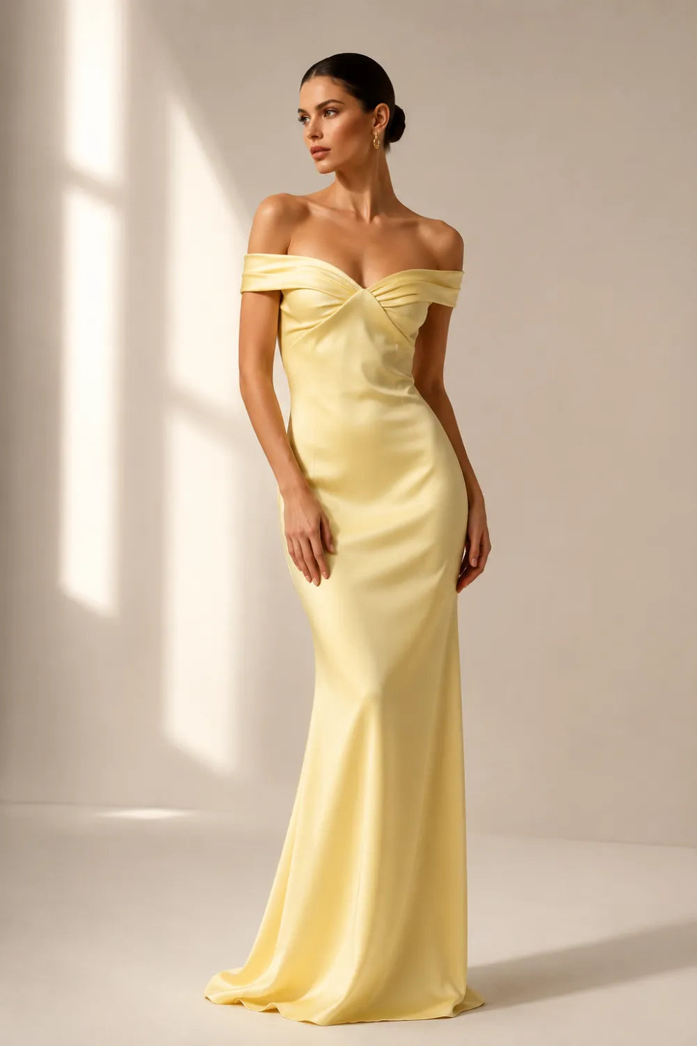 Off Shoulder Satin Mermaid Gown