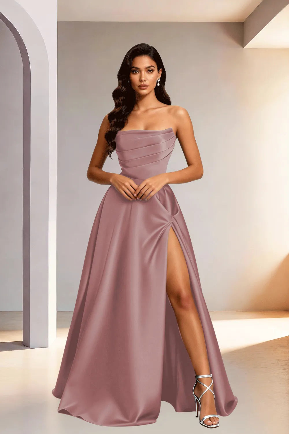 Elowen Minimalist High Slit Ball Gown