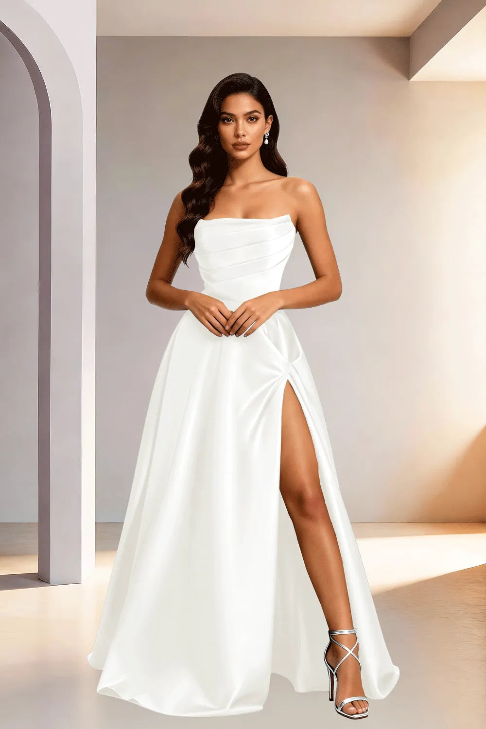 Elowen Minimalist High Slit Ball Gown