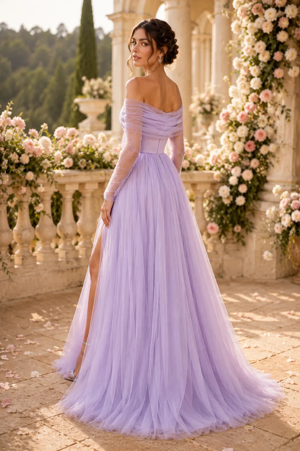 Elegant Long Sleeve Wedding Guest Dress Off Shoulder
