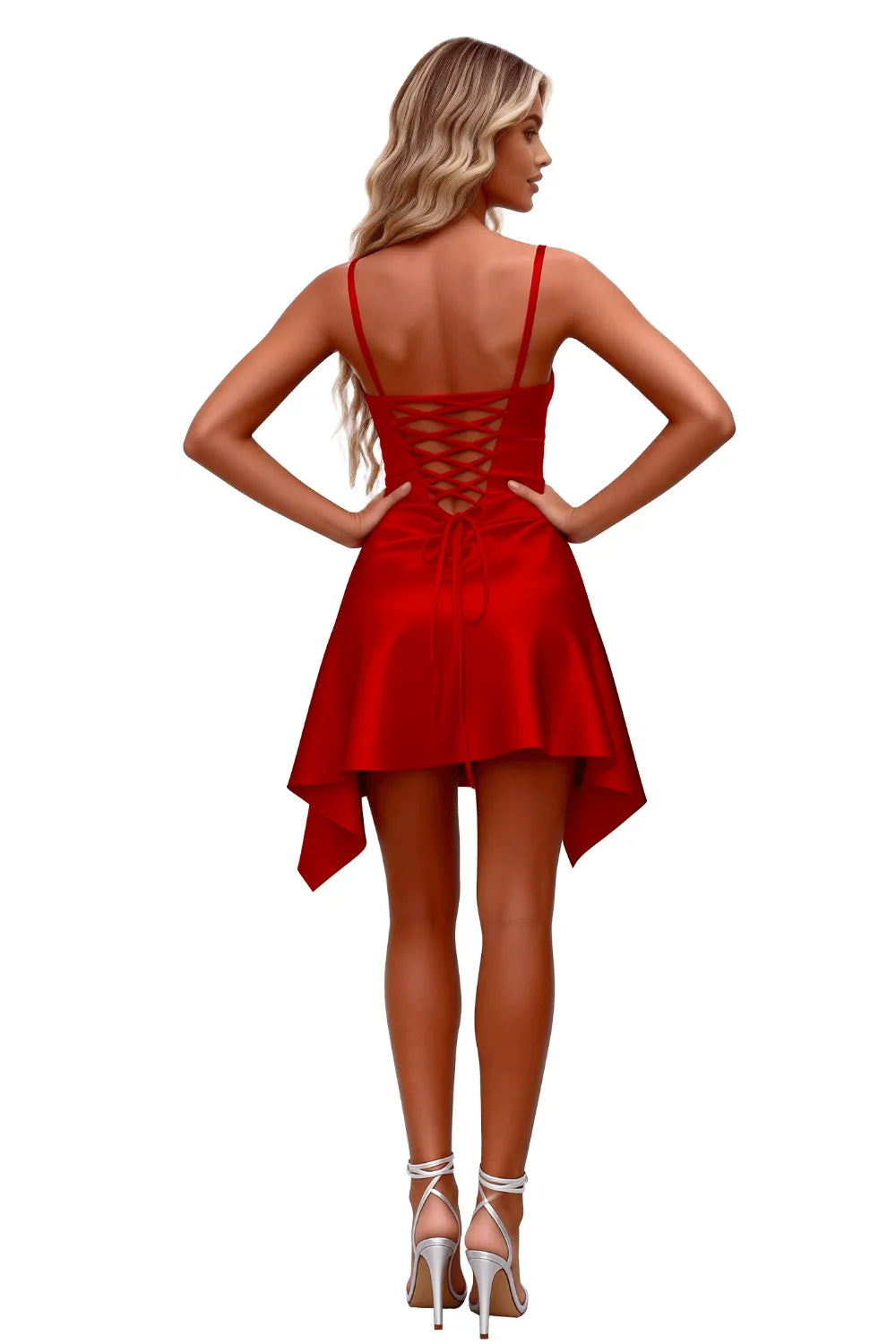 Sexy Formal Mini Dress Satin Club Wedding Guest Dress