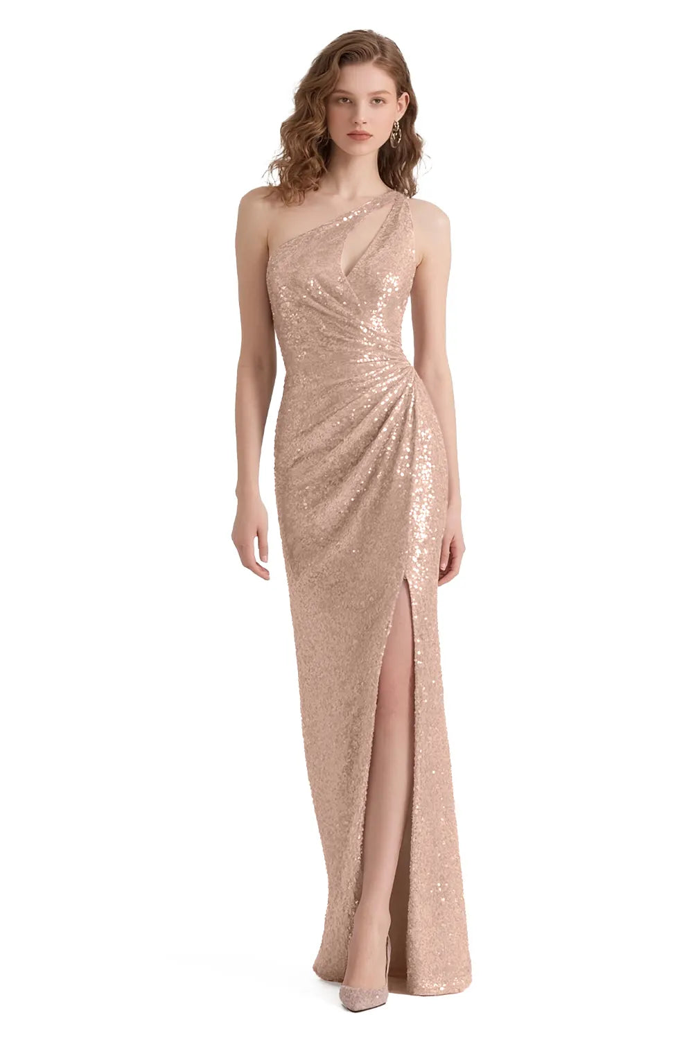 Aurora One-Shoulder Sequin Mermaid Evening Gown