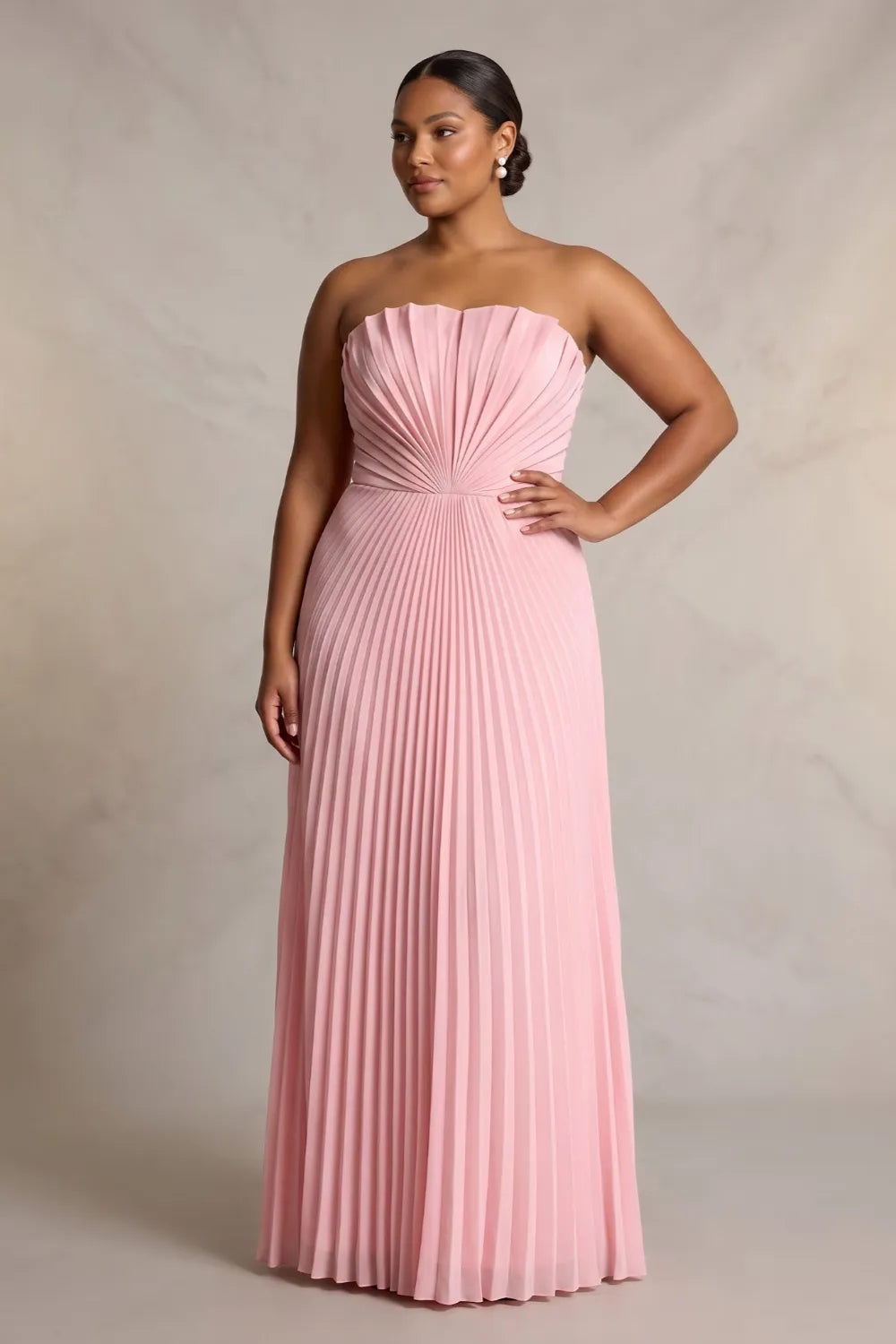 Elara Strapless Pleated Maxi Dress