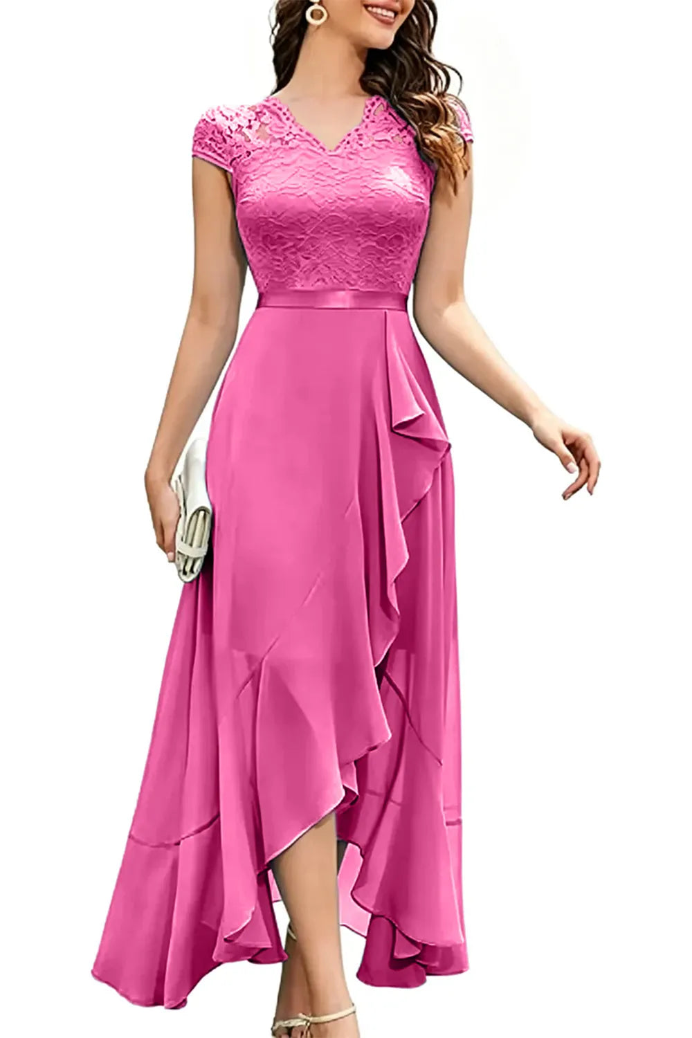 Elegantes Chiffon-Abendkleid mit Spitzenoberteil