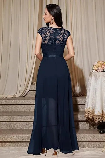 Elegant Lace Bodice Chiffon Formal Dress