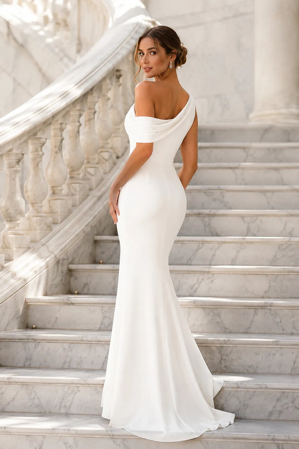 One Shoulder Draped Mermaid Formal Dress