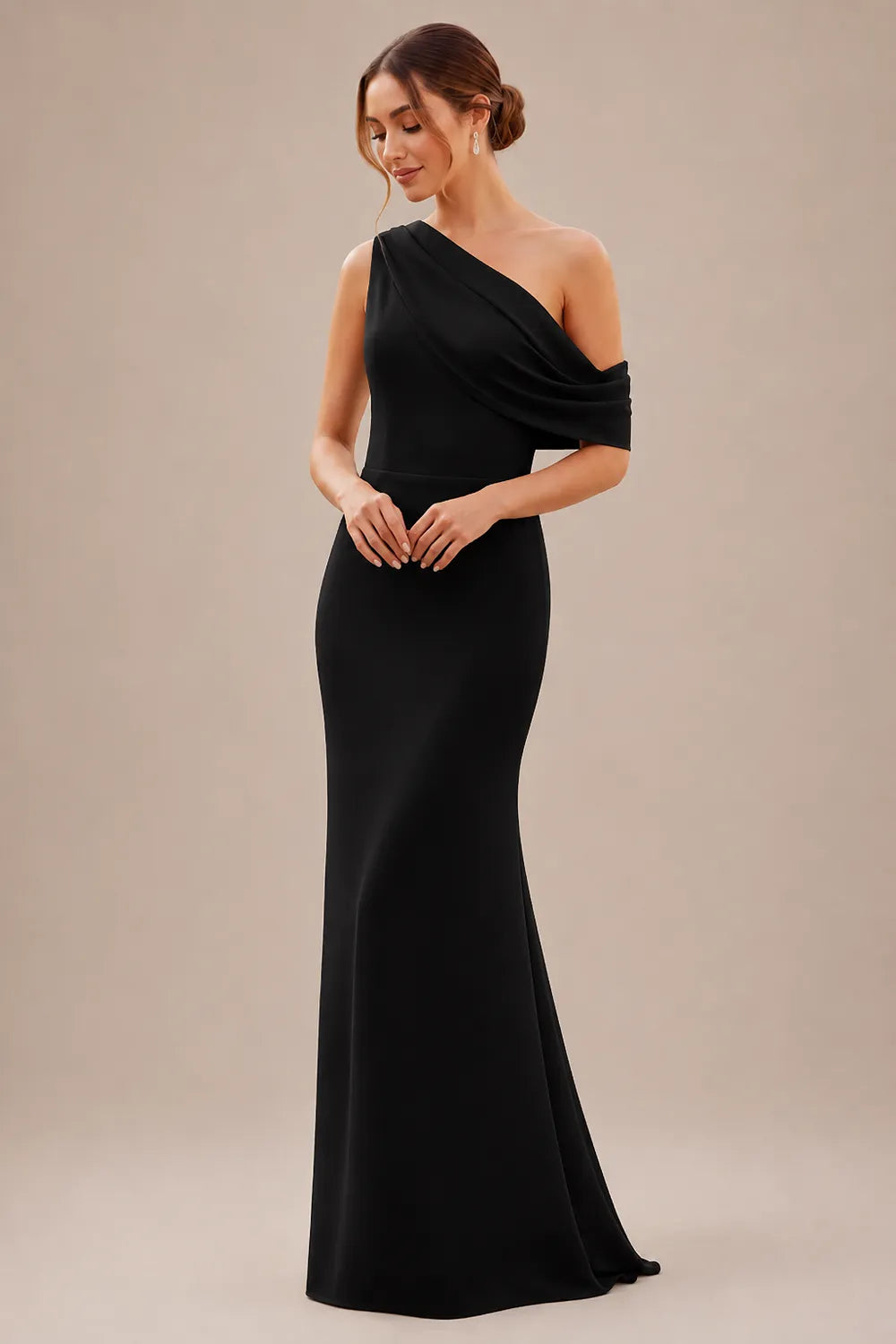 One Shoulder Draped Mermaid Formal Dress