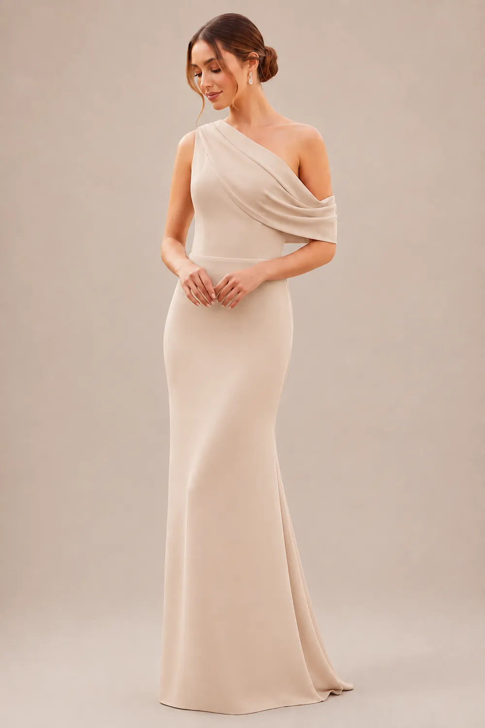 One Shoulder Draped Mermaid Formal Dress