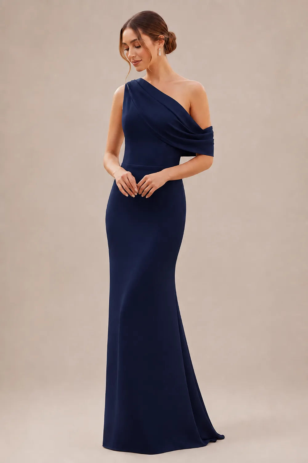 One Shoulder Draped Mermaid Formal Dress