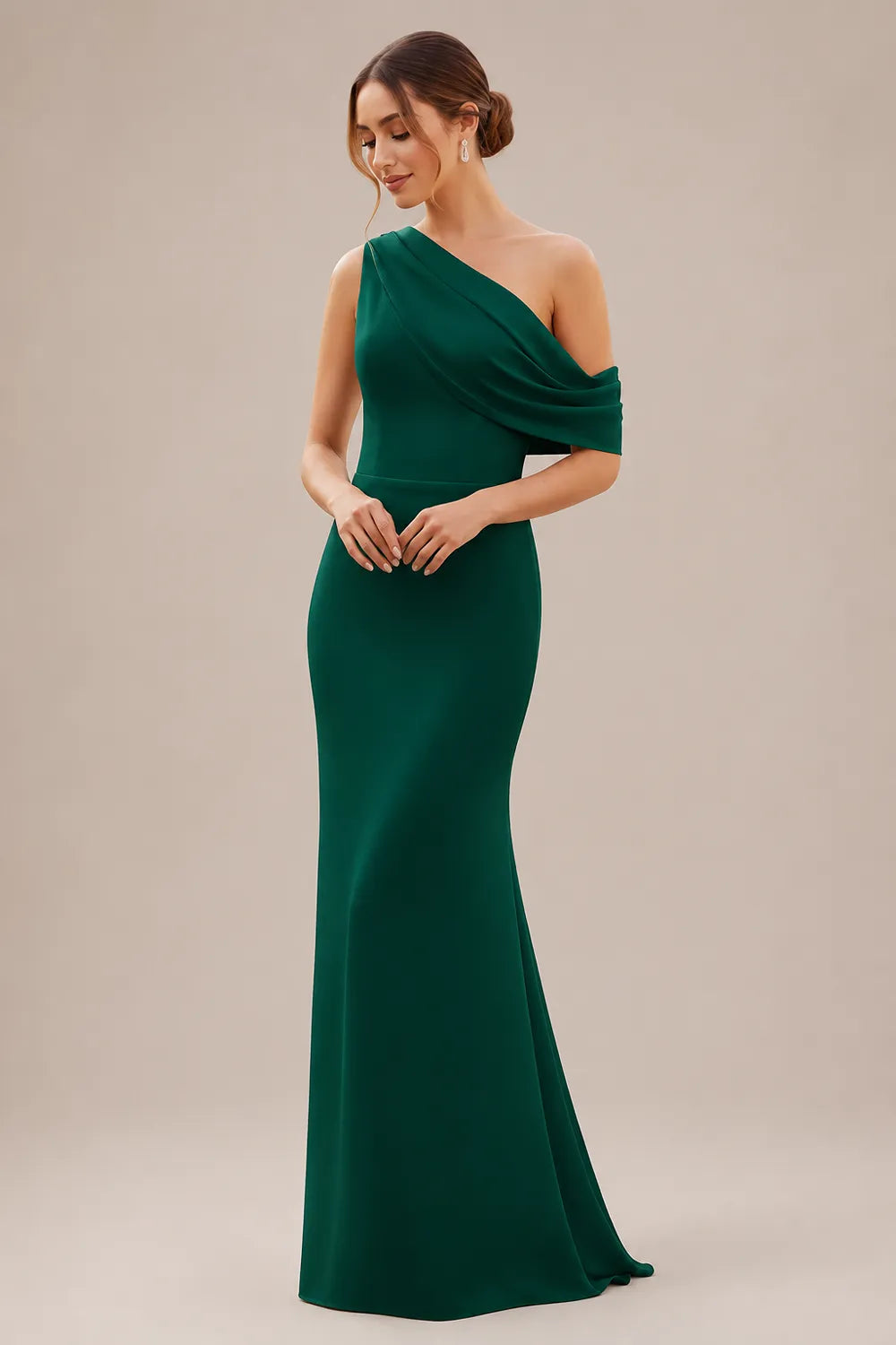 One Shoulder Draped Mermaid Formal Dress