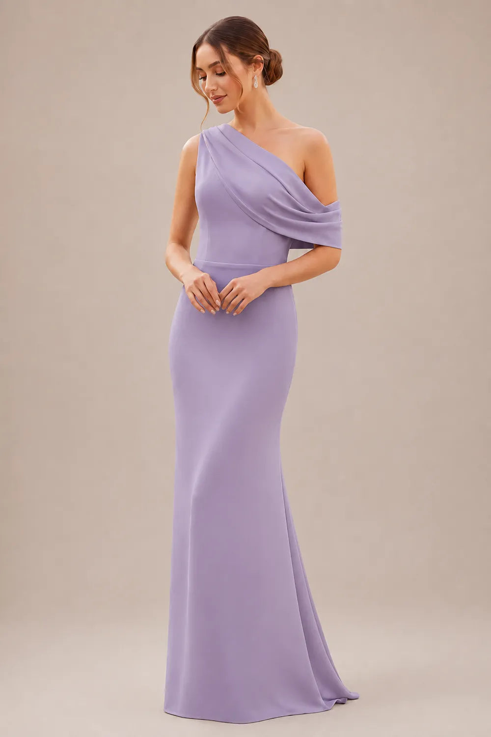 One Shoulder Draped Mermaid Formal Dress