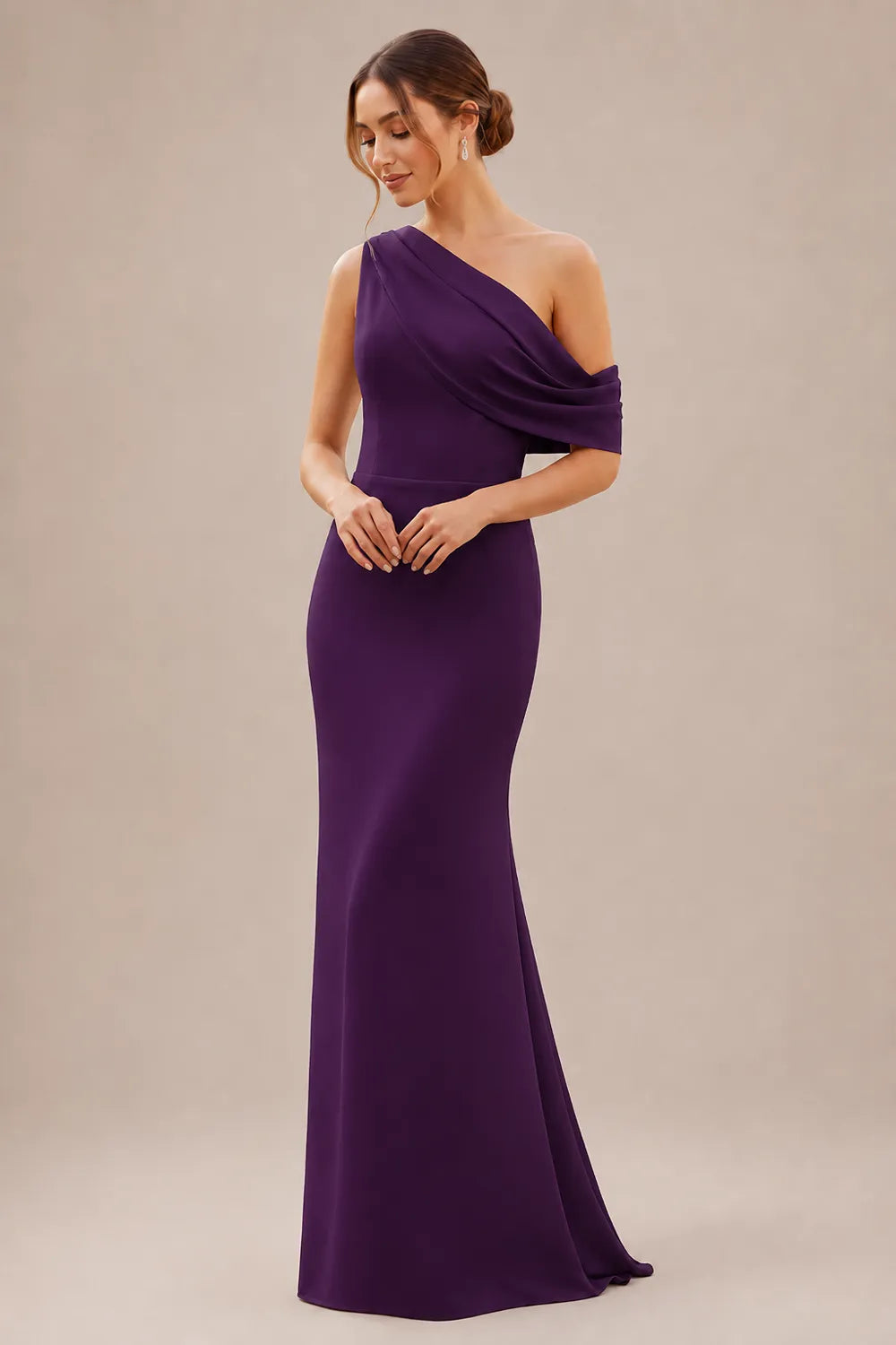 One Shoulder Draped Mermaid Formal Dress