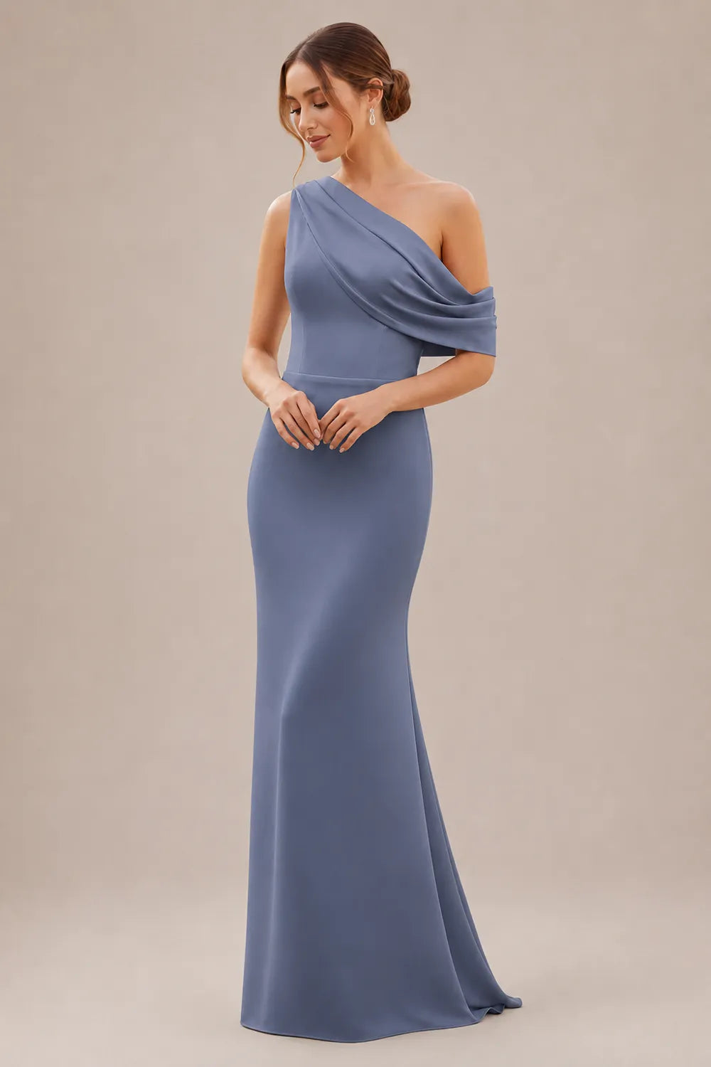 One Shoulder Draped Mermaid Formal Dress