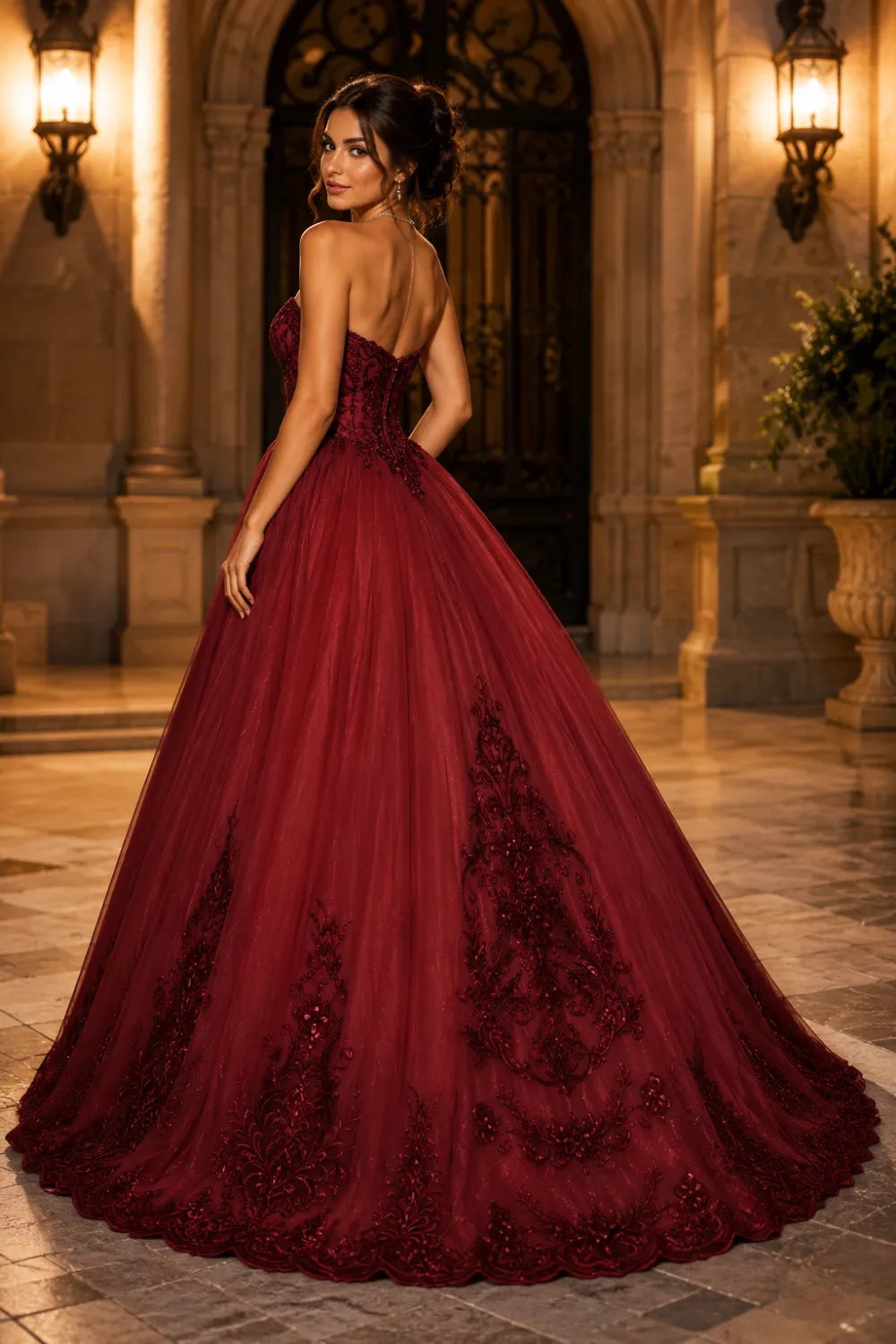 Golden Whisper Royal Embroidered Ball Gown