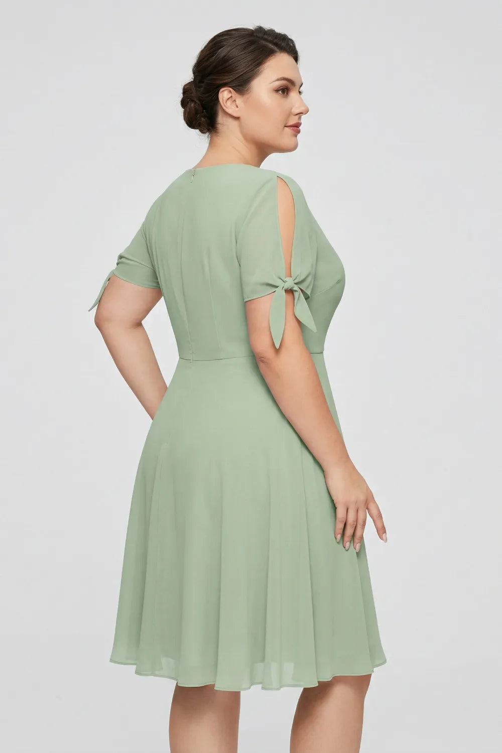 Arden Sage Green Short Chiffon Bridesmaid Dress