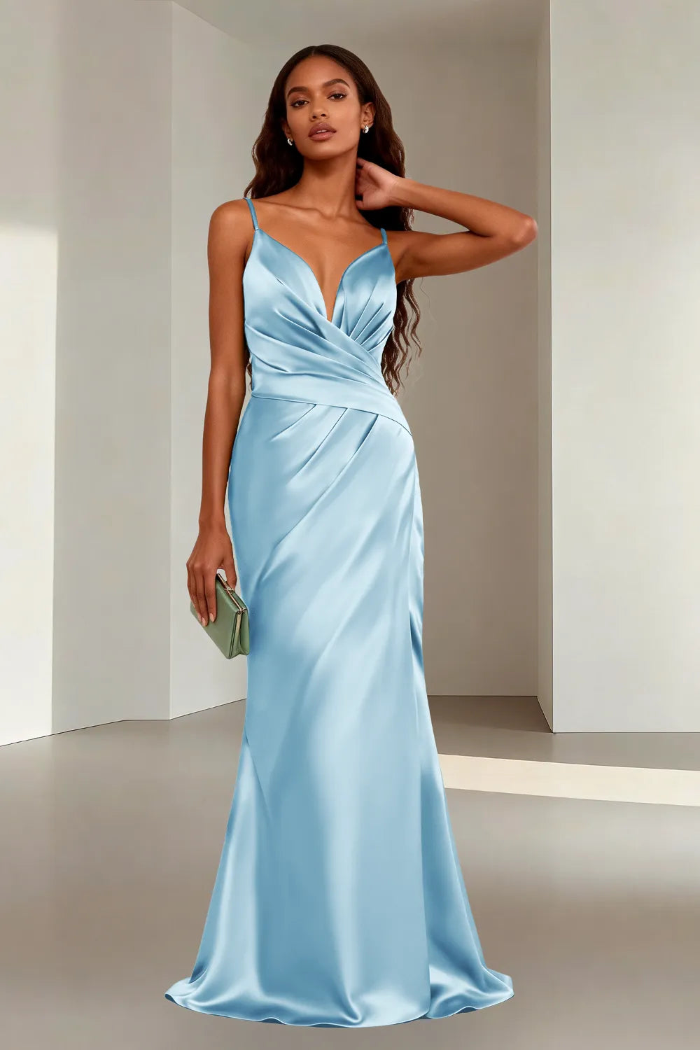 Minimalist Satin Spaghetti Strap Bridesmaid Dress