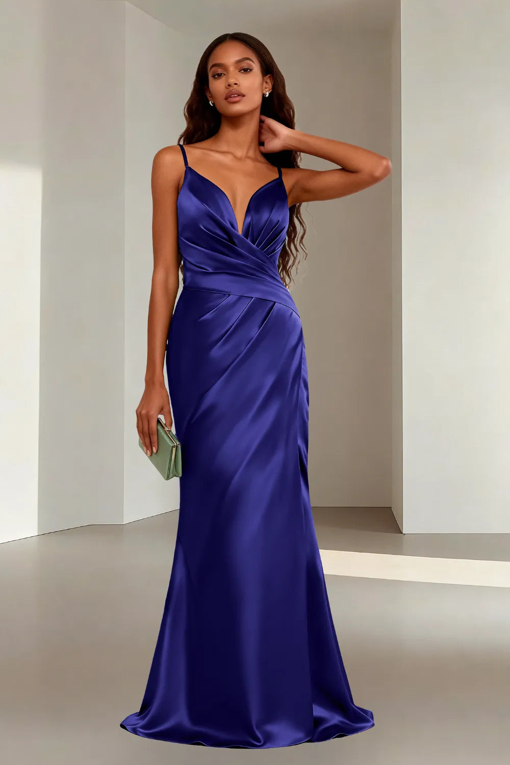 Minimalist Satin Spaghetti Strap Bridesmaid Dress