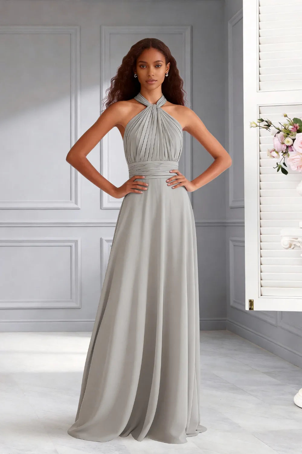 Celeste Halter Chiffon A-Line Bridesmaid Dress