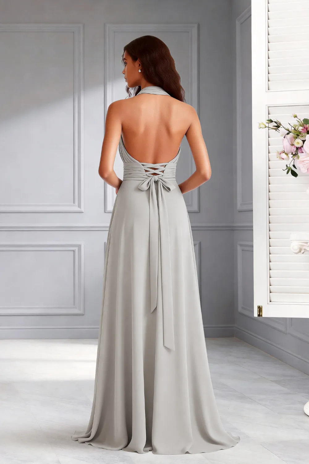 Celeste Halter Chiffon A-Line Bridesmaid Dress