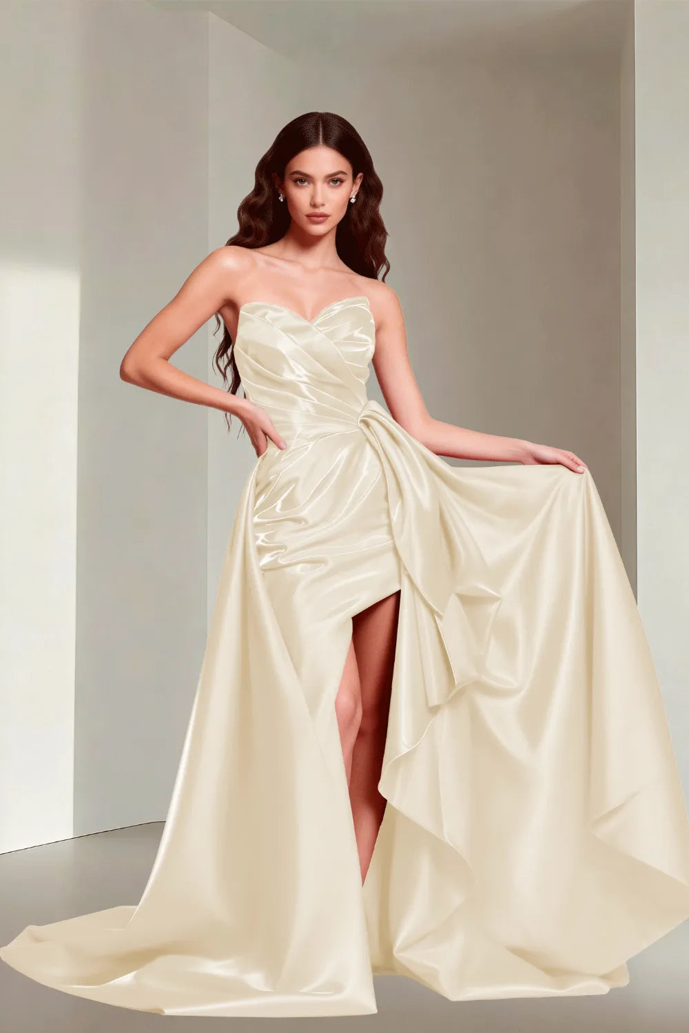 Aurelia Strapless Bow Back Evening Gown