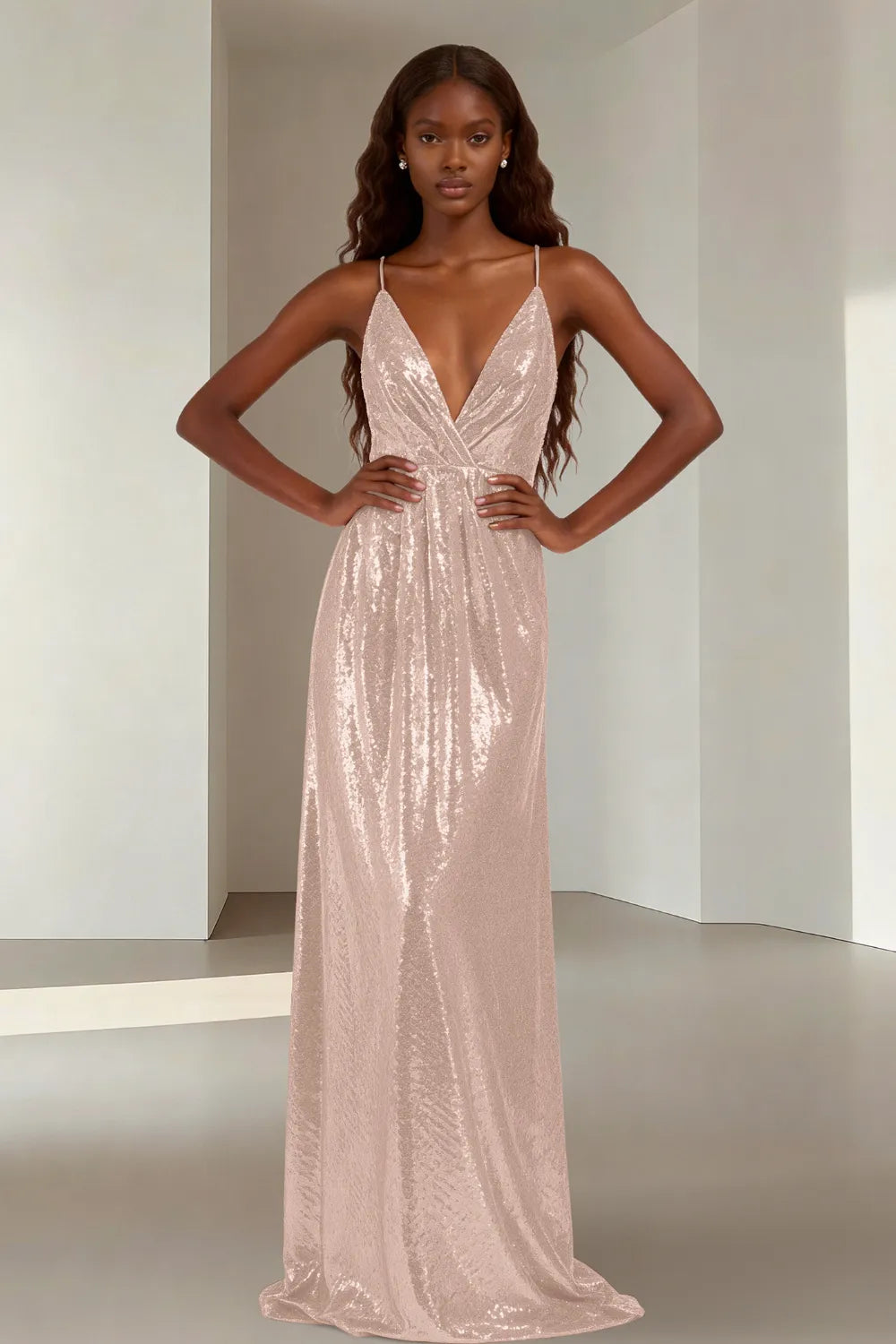 Elara Elegant Sequin Floor Length Dress