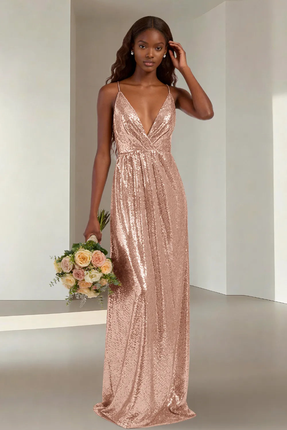 Elara Elegant Sequin Floor Length Dress