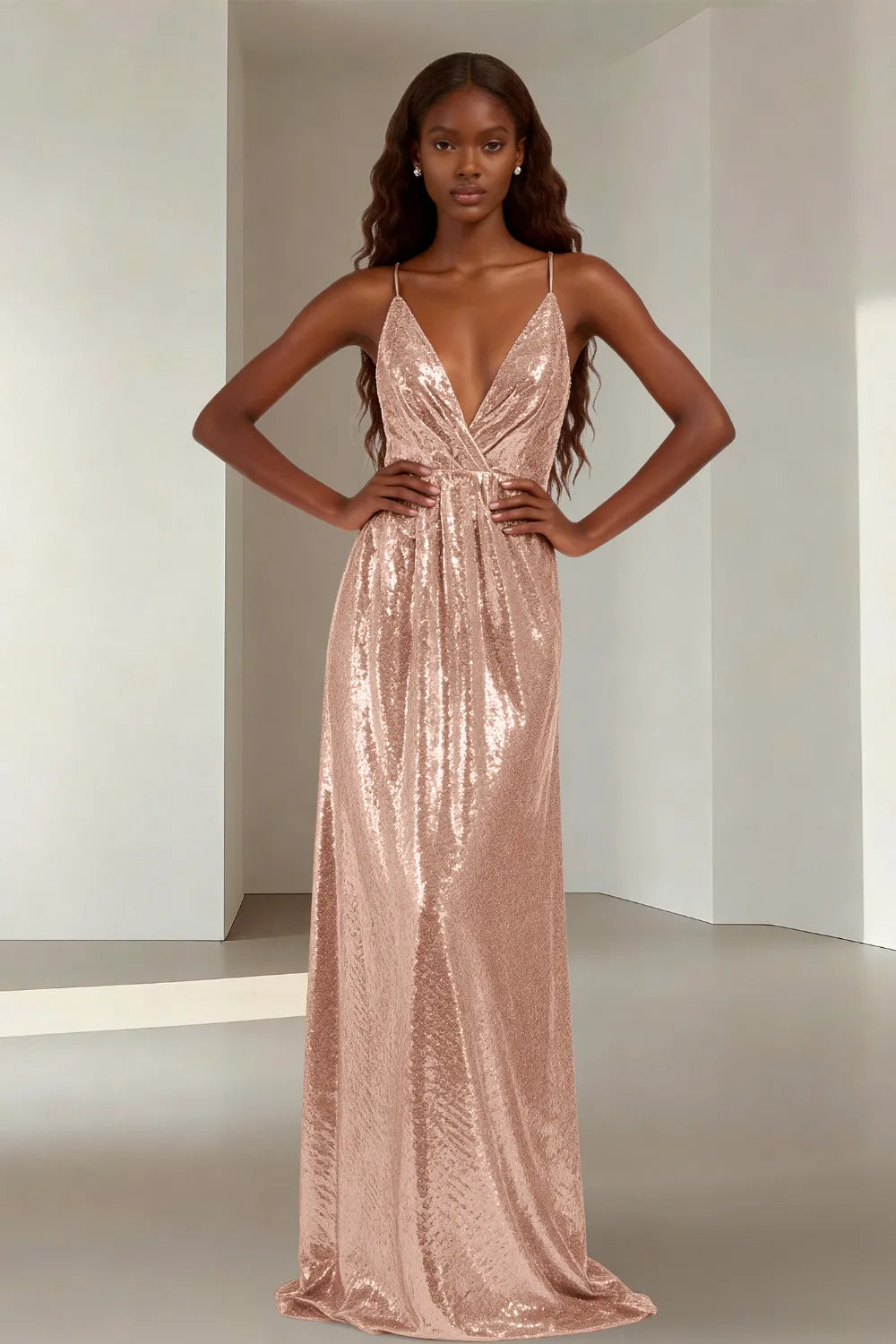 Elara Elegant Sequin Floor Length Dress