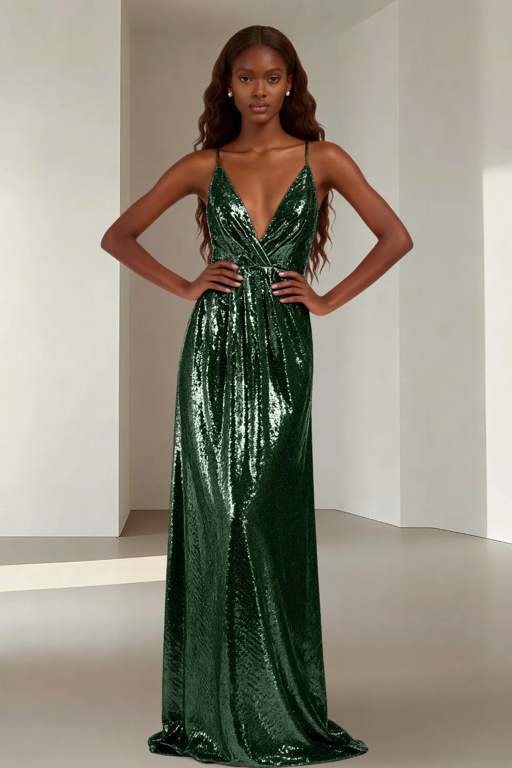 Elara Elegant Sequin Floor Length Dress