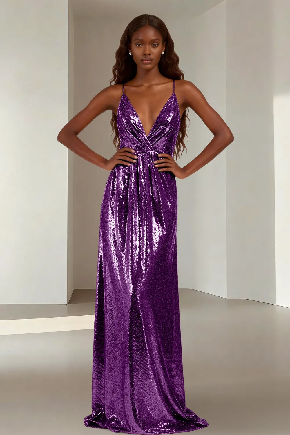 Elara Elegant Sequin Floor Length Dress