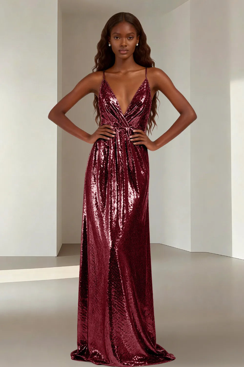 Elara Elegant Sequin Floor Length Dress