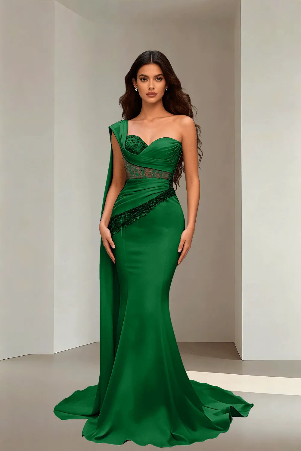 Lace Corset Strapless Trumpet Dress