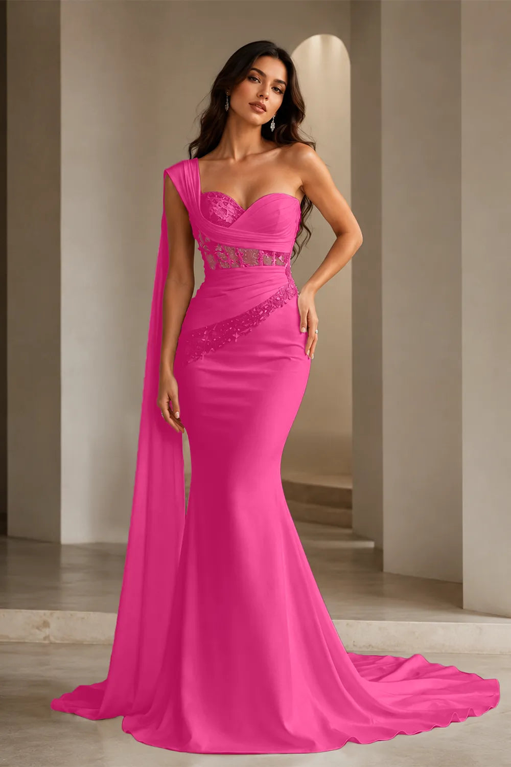 Lace Corset Strapless Trumpet Dress