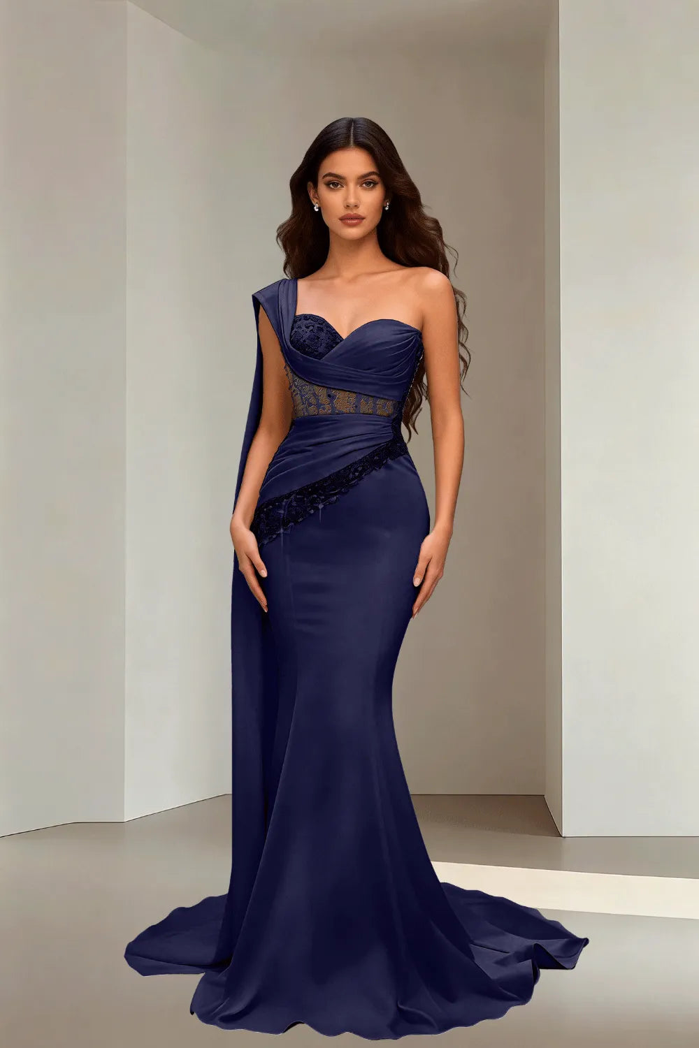 Lace Corset Strapless Trumpet Dress