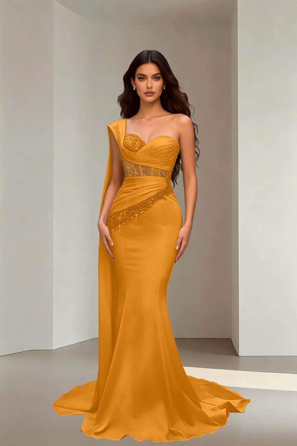 Lace Corset Strapless Trumpet Dress