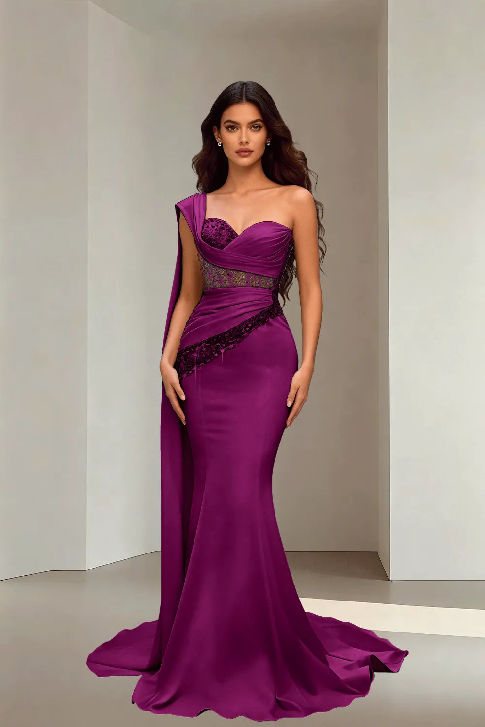 Lace Corset Strapless Trumpet Dress