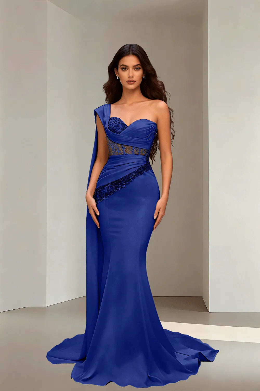 Lace Corset Strapless Trumpet Dress