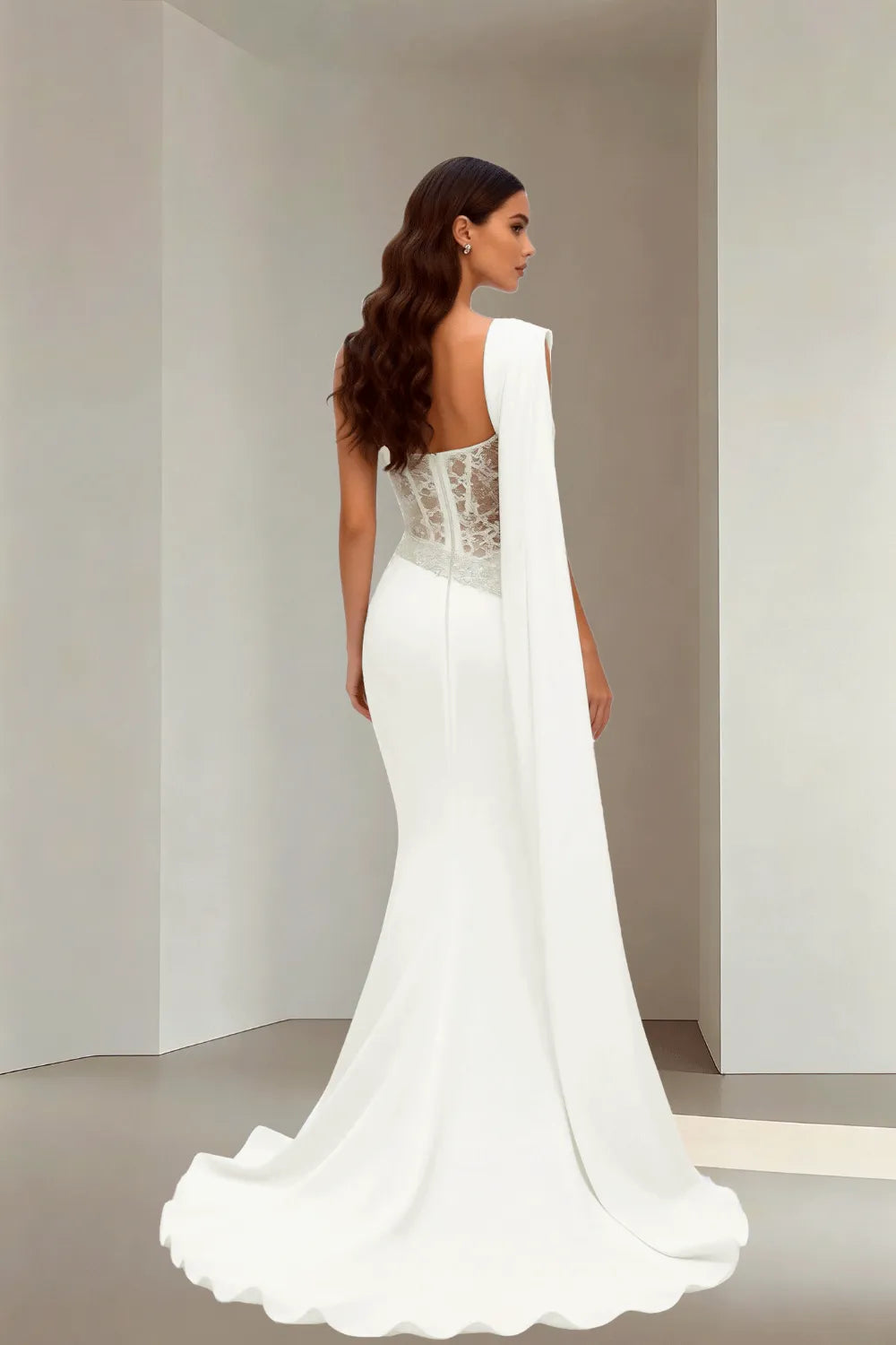 Lace Corset Strapless Trumpet Dress