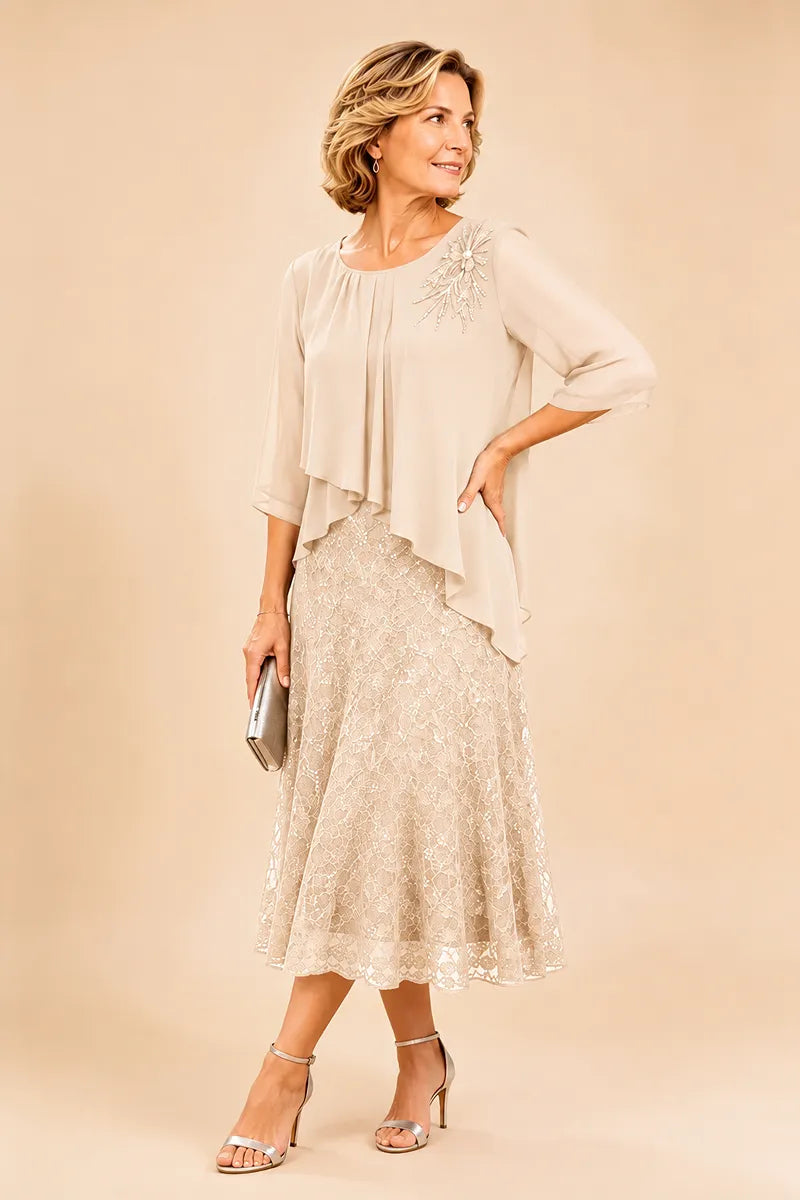 Celestine Lace Overlay Chiffon Mother of the Bride Dress