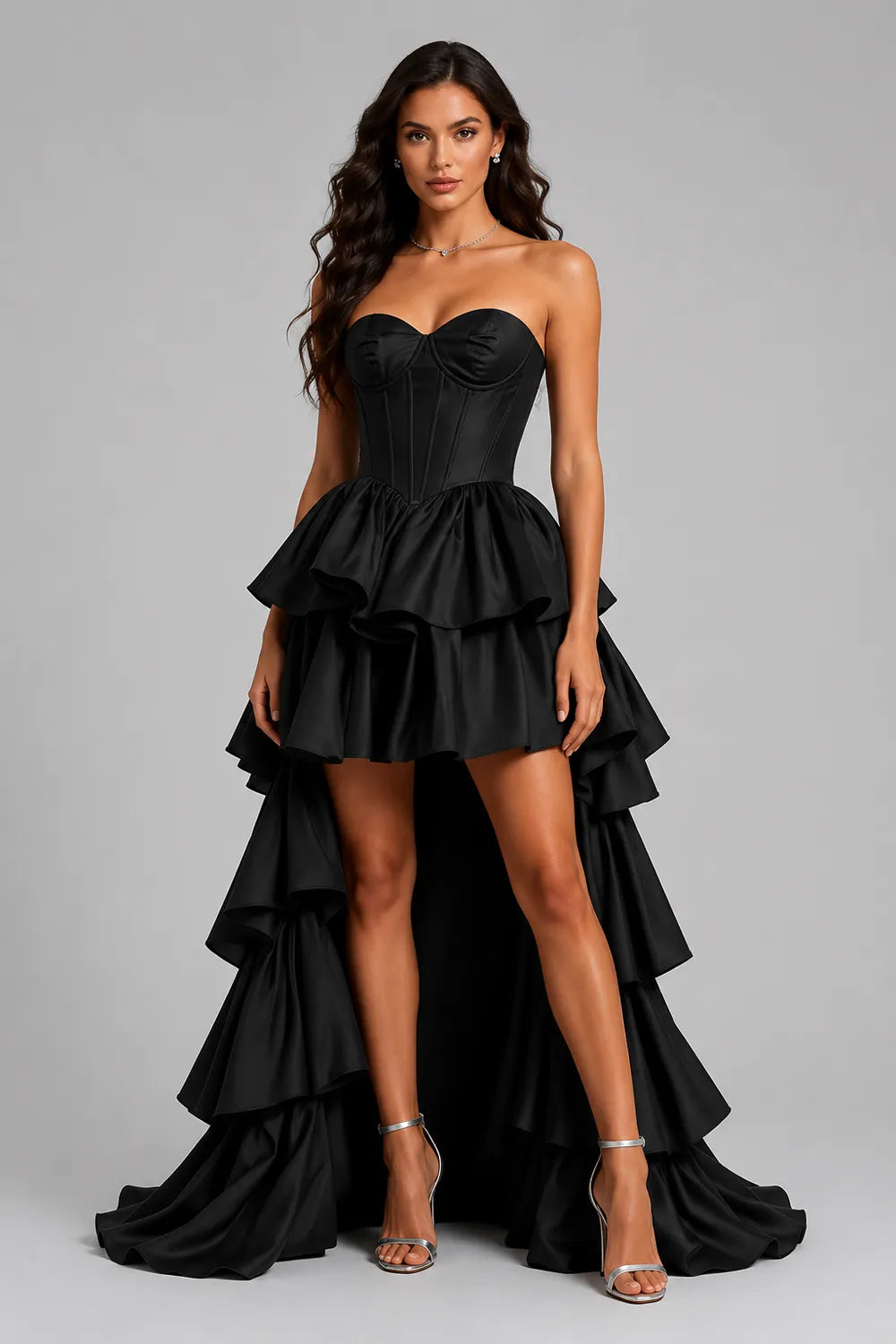 Strapless High Low Prom Dress