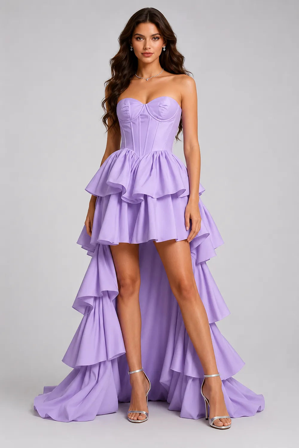 Strapless High Low Prom Dress