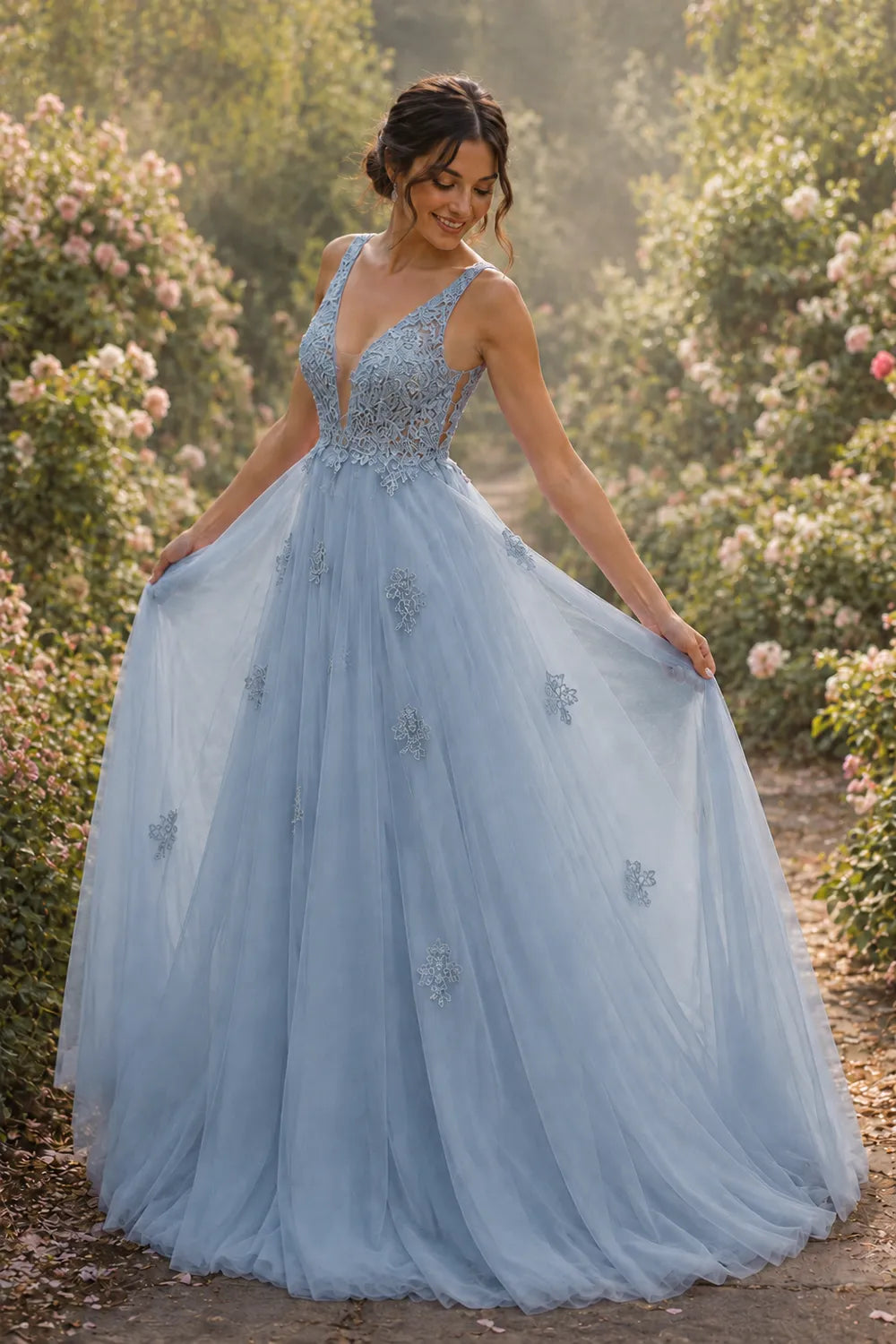 Fairytale Lace Applique Tulle Ball Gown