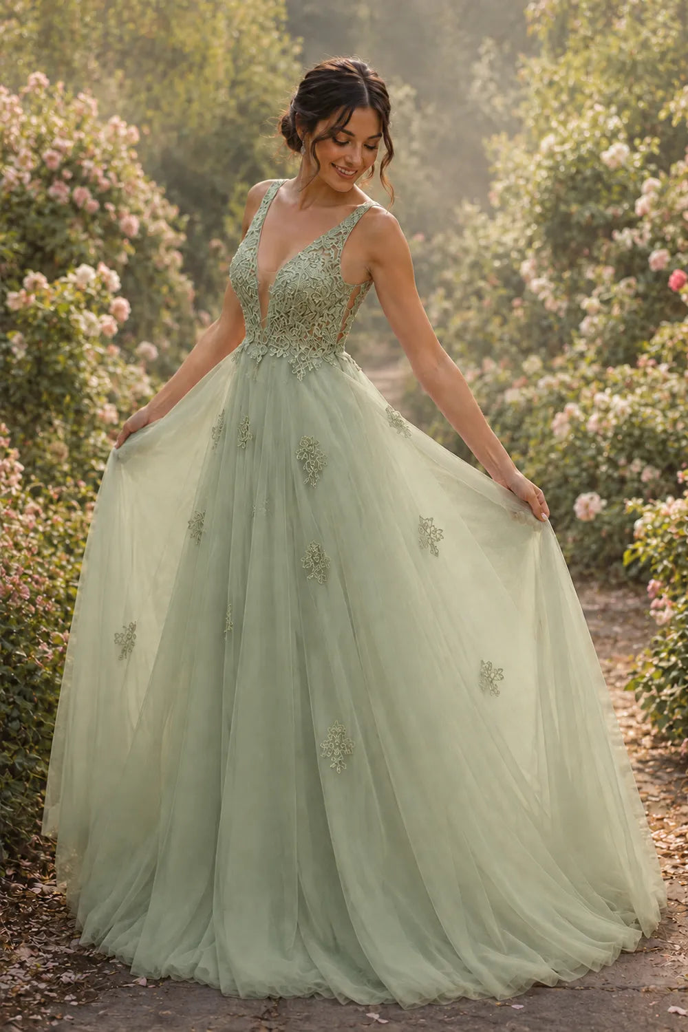 Fairytale Lace Applique Tulle Ball Gown