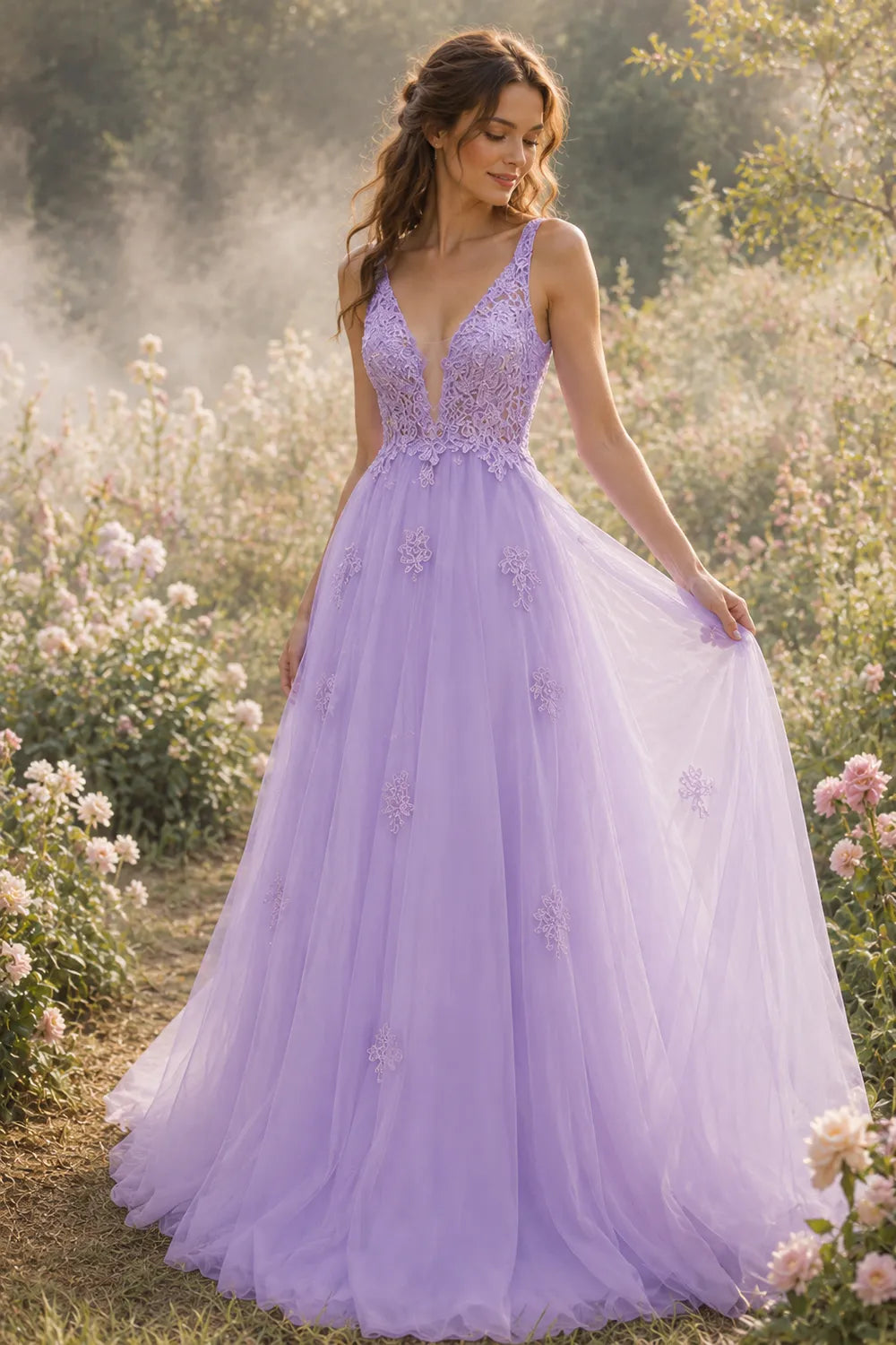 Fairytale Lace Applique Tulle Ball Gown