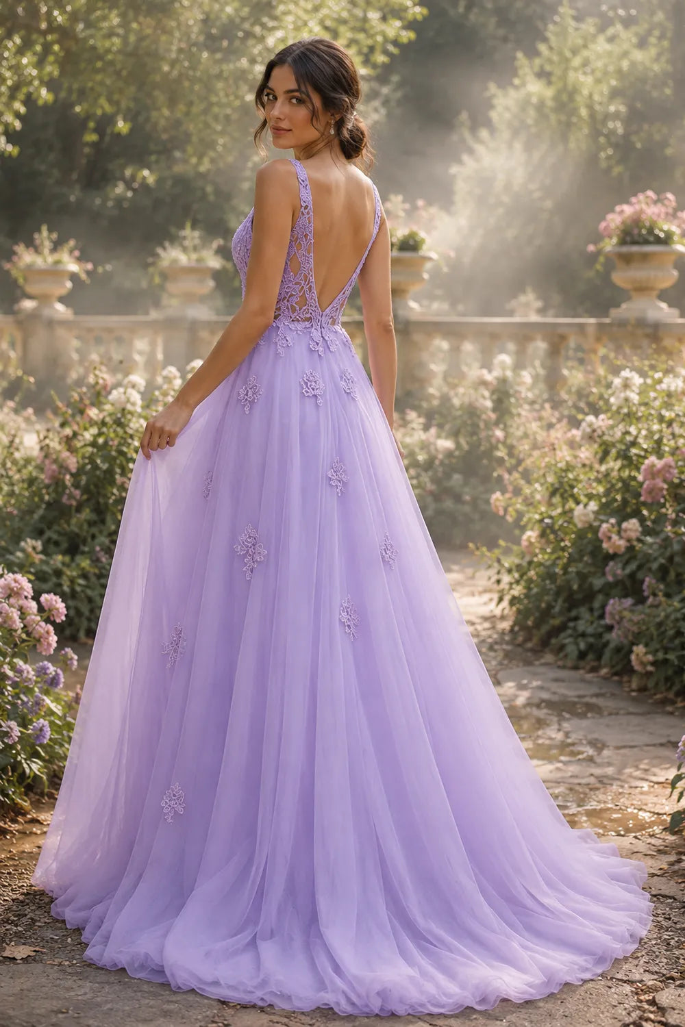 Fairytale Lace Applique Tulle Ball Gown