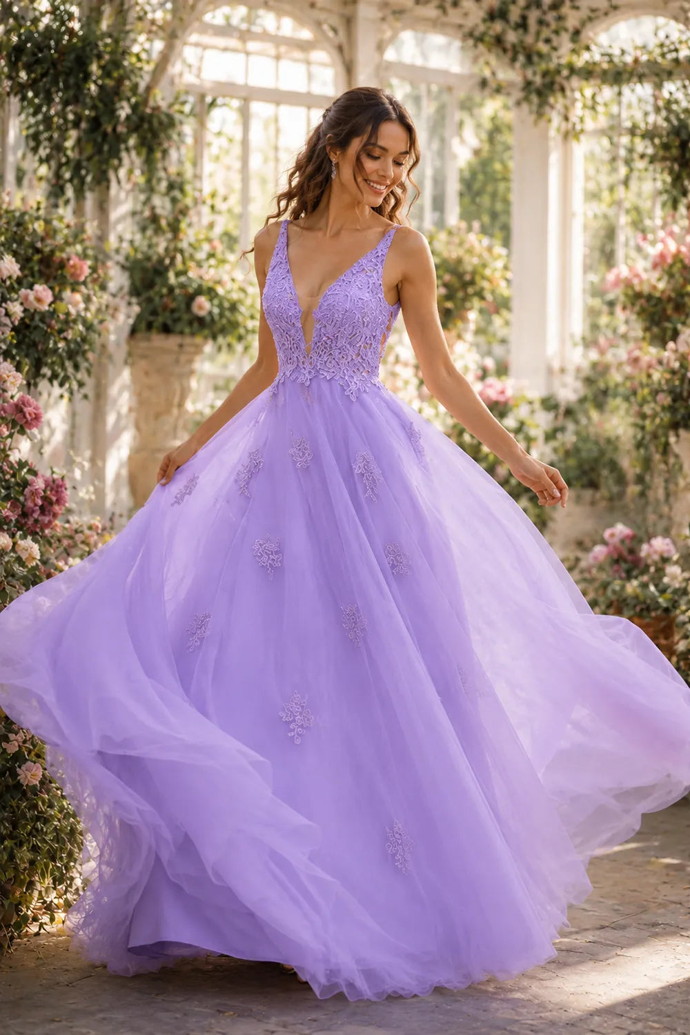 Fairytale Lace Applique Tulle Ball Gown