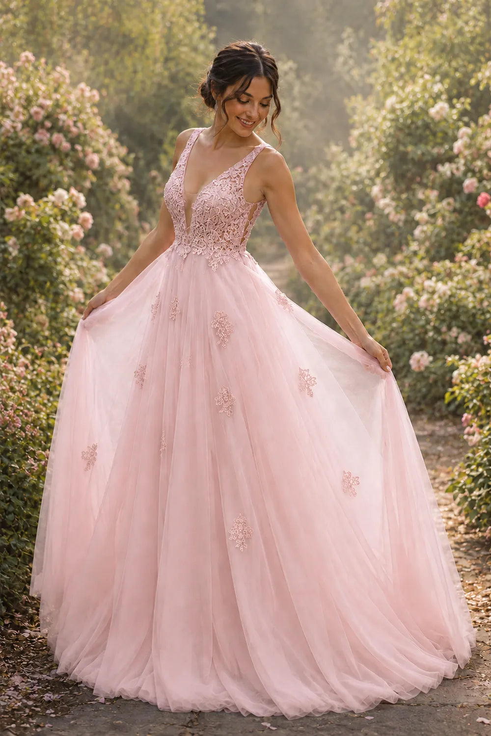 Fairytale Lace Applique Tulle Ball Gown